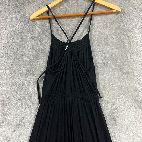 GAP Midi Maxi Black Halter Dress Smocked Lightweight Stretchy Tie Back Sz XS - Picture 9 of 11